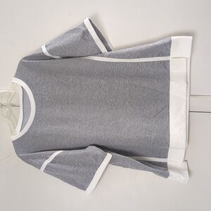Gray White Oversized Short Sleeve Top Sz XL Boxy